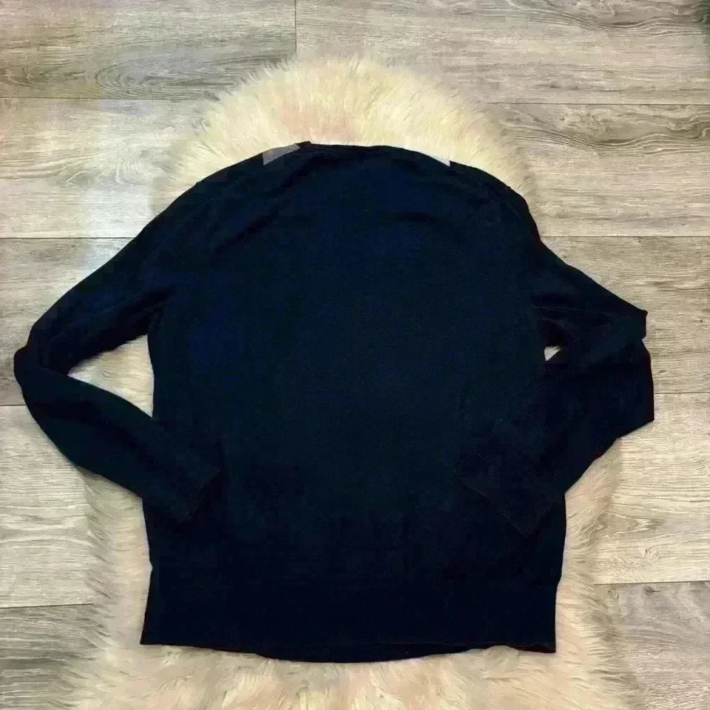 Mens Banana Republic Navy Blue Gray Argyle 100% Merino Wool Sweater Medium